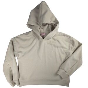 Paisley Lane Women Beige Hooded Sweatshirt Size 12 Modal Blend Pullover 7N4203